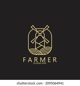 agricultural farmer line art icon vector illustration template design