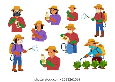 agricultural farmer use personal protection equipment for insecticide spray