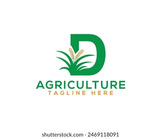 Agricultural and farming company logo Design. Letter D wheat farm agriculture Logo.