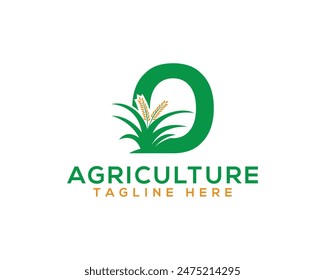 Agricultural and farming company logo Design. Letter O wheat farm agriculture Logo.