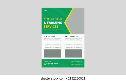 Agricultural and Farming Service Flyer Template. Organic AGRO Farm Services flyer leaflet design. cover, a4 size, flyer, poster, print ready