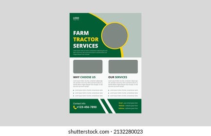 Agricultural And Farming Service Flyer Template. Organic AGRO Farm Services Flyer Leaflet Design. Cover, A4 Size, Flyer, Poster, Print Ready