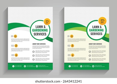 Agricultural and farming services flyer or social media post lawn gardening,