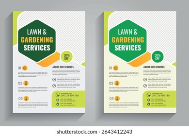 Agricultural and farming services flyer or social media post lawn gardening,