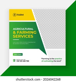 Agricultural and farming services social media banner template design