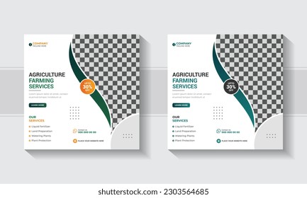 Agricultural and farming services social media banner template design. Agro farm service social media banner, Farming service flyer, green field, web banner template.