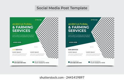 Agricultural and farming services social media banner template design. vector illustration..eps
