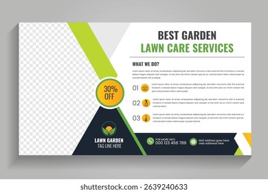 Agricultural and farming services web banner or social media post lawn gardening, Lawn care service web banner