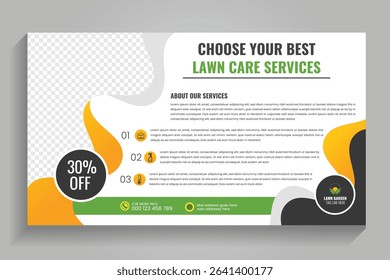 Agricultural and farming services web banner or social media post lawn gardening, Lawn care service web banner