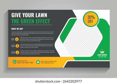 Agricultural and farming services web banner or social media post lawn gardening, video thumbnail design