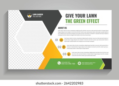 Agricultural and farming services web banner or social media post lawn gardening, Lawn care service web banner