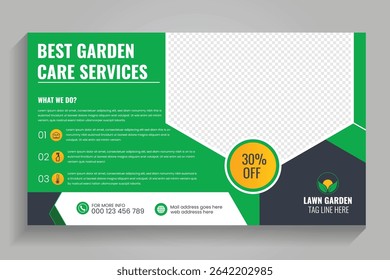 Agricultural and farming services web banner or social media post lawn gardening, video thumbnail design