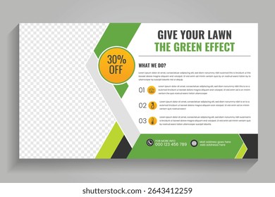 Agricultural and farming services web banner or social media post lawn gardening, Lawn care service web banner