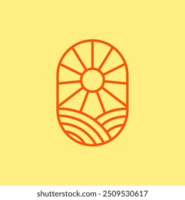 vetor de design de logotipo de linha de campos agrícolas