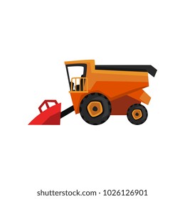 Agricultural harvester, combine farm machinery vector Illustration on a white background