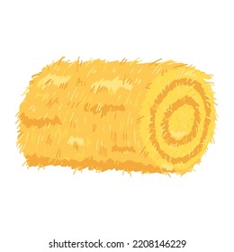 Agricultural haycock in cartoon flat style, rural hay rolled stack, dried farm haystack. Vector illustration of fodder straw