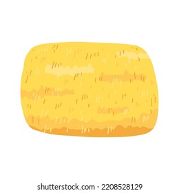 Agricultural haycock in cartoon flat style, rural hay rolled stack, dried farm haystack. Vector illustration of fodder straw.