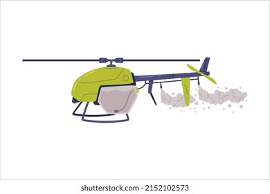 Agricultural Helicopter or Rotorcraft with Propeller for Aerial Application of Pesticides Vector Illustration