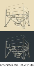 Tolva agrícola para granos de Ilustraciones vectoriales estilizadas