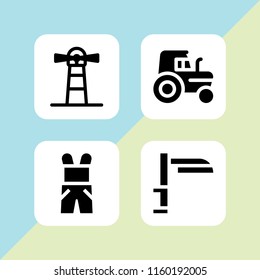 agricultural icon. 4 agricultural set with tractor, farming and gardening and agriculture vector icons for web and mobile app