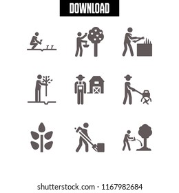 agricultural icon. 9 agricultural vector set. farmer and wheat icons for web and design about agricultural theme