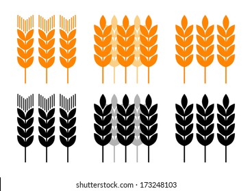 Agricultural icons on white background