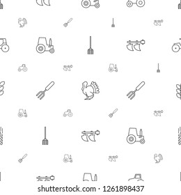 agricultural icons pattern seamless white background. Included editable line pitchfork, turkey, tractor, wheat icons. agricultural icons for web and mobile.