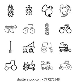 Agricultural icons. set of 16 editable outline agricultural icons such as wheat, tractor, turkey