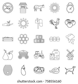 Agricultural icons set. Outline set of 25 agricultural vector icons for web isolated on white background
