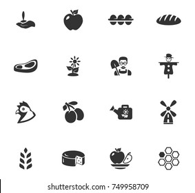 Agricultural icons set and symbols for web user interface