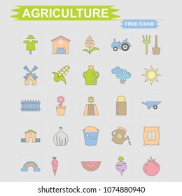 Agricultural icons set vector 