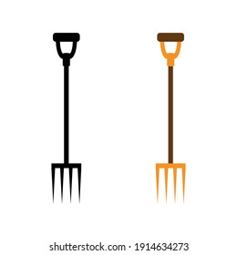 Agricultural implements - pitchfork on four thorns. Vector illustration.