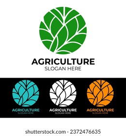 Agricultural industry logo concept, logo for services or selling agricultural products in a circle