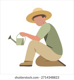 Trabajador agrícola en el Arte vectorial de la ropa de trabajo aislado en el fondo blanco