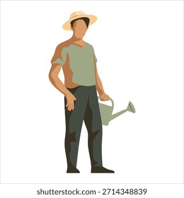 Trabajador agrícola en el Arte vectorial de la ropa de trabajo aislado en el fondo blanco