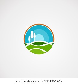 agricultural landscape logo vector, icon, element, and template