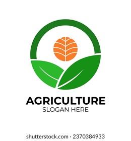 Agricultural logo concept, logo in the agricultural industry in the form of a circle