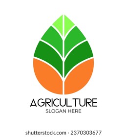 Agricultural logo concept, logo in the agricultural sector in the form of a leaf