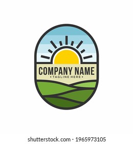 Plantilla de diseño de logotipo agrícola, Etiqueta para productos agrícolas naturales