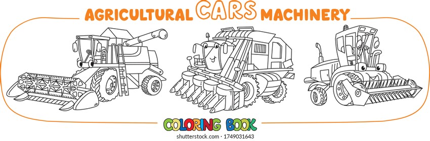 Agricultural machinery coloring book funny car set