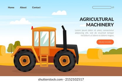 Agricultural Machinery for Farming and Rural Industry Vector Banner Template