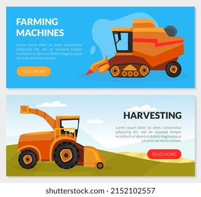 Agricultural Machinery for Farming and Rural Industry Vector Banner Template