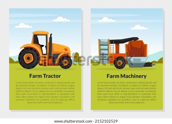 Agricultural Machinery for Farming and Rural\
Industry Vector Banner\
Template