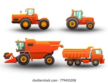 Agricultural machinery set. Vector isolated illustrations on a white background.