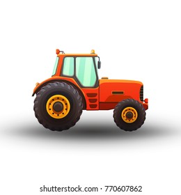 Agricultural machinery. Tractor isolated vector illustration on transparent background.
