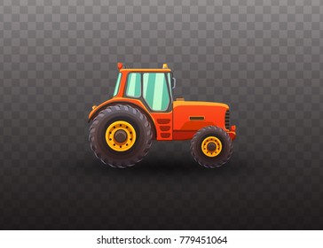 Agricultural machinery. Tractor isolated vector illustration on transparent background.