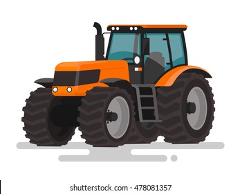 Agricultural machinery. The tractor on a white background. Vector illustration