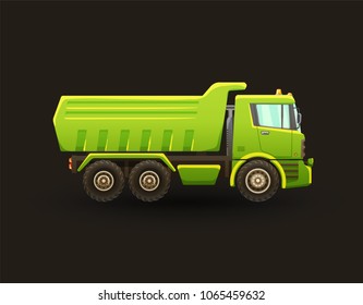 Agricultural machinery. Truck isolated vector illustration on dark background.