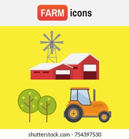 Agricultural machines. Farm vector. Rustic landscapes vector