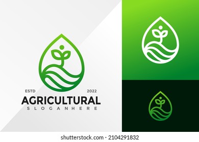 Agricultural Nature Drop Brand Identity Logo Design Vector illustration template